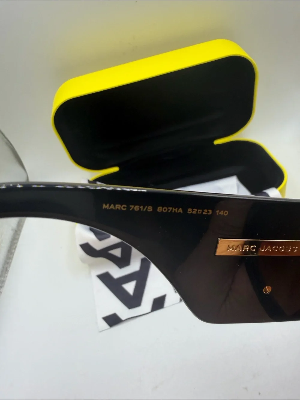 Marc Jacobs Glossy Black Square Sunglasses with Brown Gradient Lenses